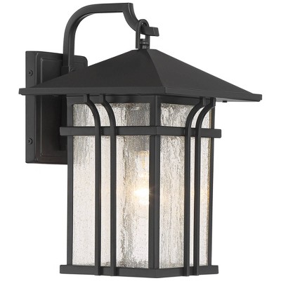 14" Bronze Mission Lantern Outdoor Wall Light Set with Glass Panels