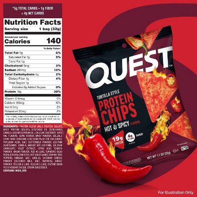 Quest Nutrition Hot & Spicy Tortilla Chips - 1.1oz/8ct