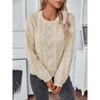 Women Solid Color Twisted Knot Retro Loose Long-Sleeved Pullover Sweater - 4 of 4