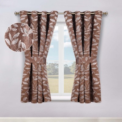 Modern Bohemian Leaves Room Darkening Semi-Blackout Curtains, Set of 2 by Blue Nile Mills
