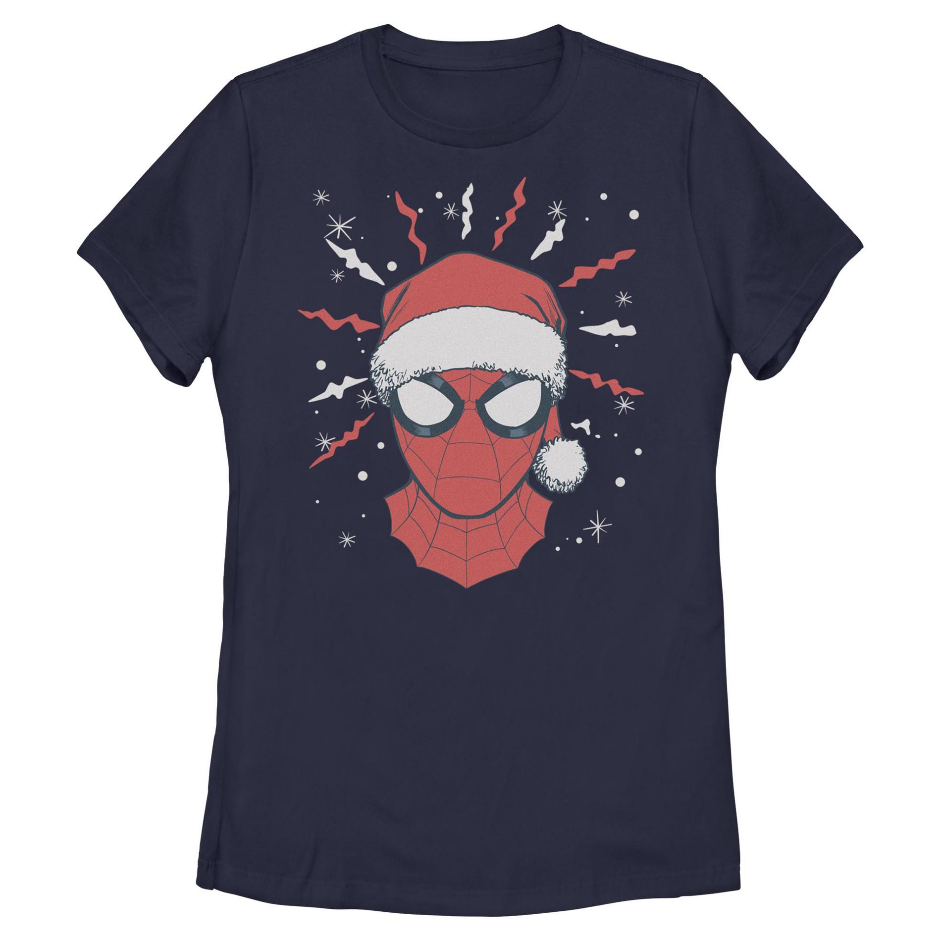 Womens Marvel Christmas Senses Tingling T Shirt - Navy Blue - 2X Large