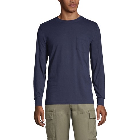 Lands' End Men's Super-t Long Sleeve T-shirt With Pocket - Large ...