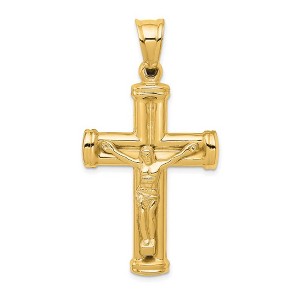 Black Bow Jewelry Men's 14k Yellow or White Gold Reversible Crucifix Pendant, 25 x 49mm - 1 of 3