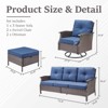 Buenhomino Patio Furniture Set Wicker Swivel Glider Chairs PE Rattan Sofa Ottomans with Blue Cushions Patio Conversation Set - 3 of 4