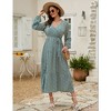 Clearlove Women's Plus Size V-Neck Long Sleeves A-Line Pleated Floor Length Formal Dress - 2 of 4
