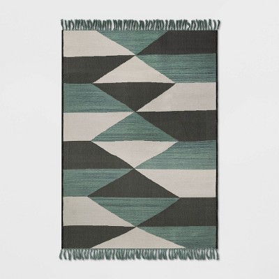 5' x 7' Diamond Fringed Outdoor Rug Gray/Teal - Project 62™