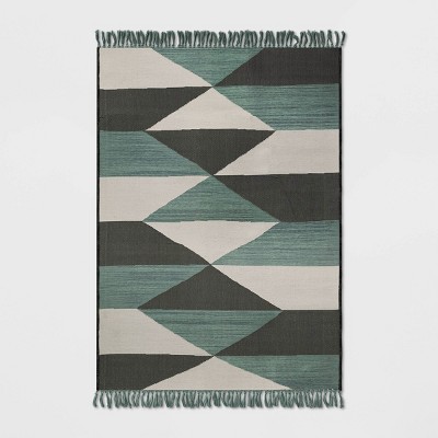 5' x 7' Diamond Fringed Outdoor Rug Gray/Teal - Project 62™