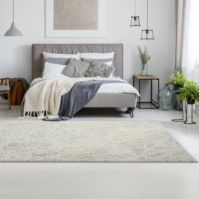 Gray and Beige Abstract Geometric 4x5 Area Rug
