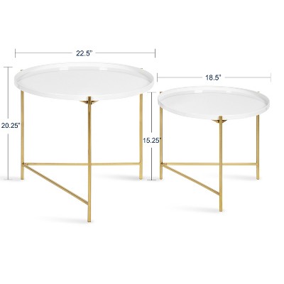 Ulani White and Gold Round Metal Nesting Tables