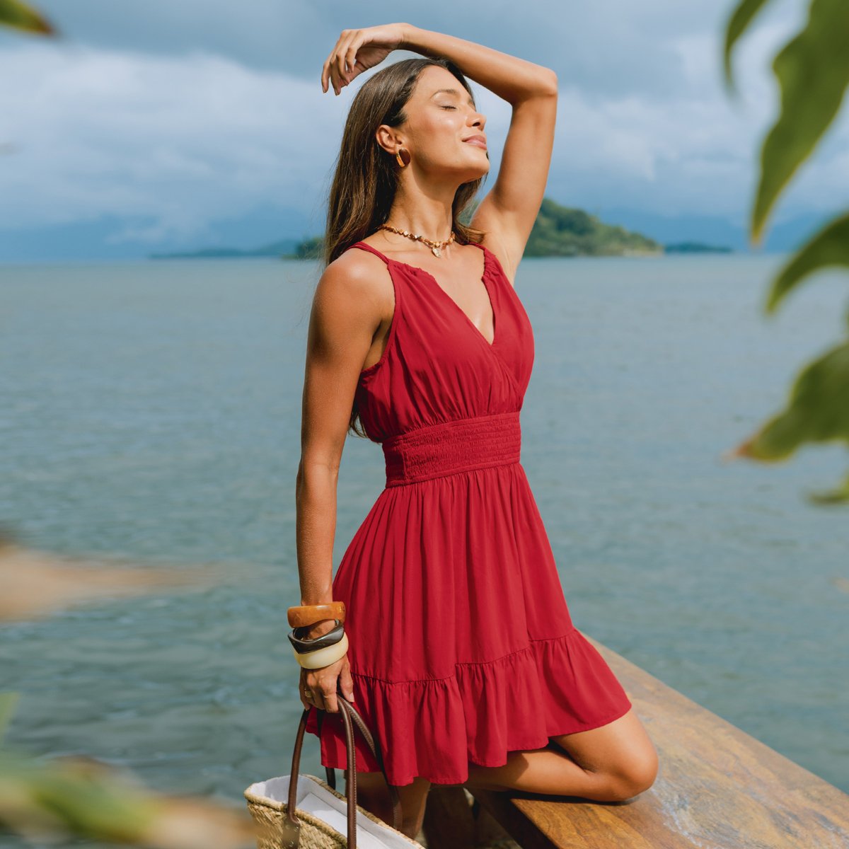 Женские платья Cupshe Women's Wrap Dress Flattering Tiered Ruffles-L-Red — фото 5