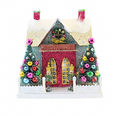 Cody Foster 10.5 Inch Merry & Bright Glitter Chalet Putz House Nutcracker Christmas Village Buildings