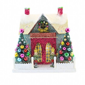 Cody Foster 10.5 Inch Merry & Bright Glitter Chalet Putz House Nutcracker Christmas Village Buildings - 1 of 4