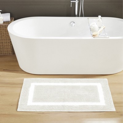 Hotel Bath Rug 100% Premium Cotton Tufted Two Tone Reversible Bathroom Rug, Soft & Water Absorbent, Machine Washable Bath Mat