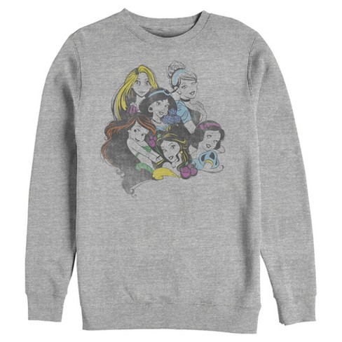 Men's Disney Princesses Group Bold Color Pop Sweatshirt - Athletic