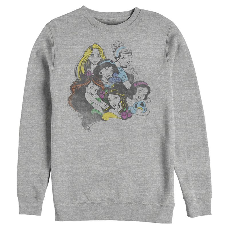 Men's Disney Princesses Group Bold Color Pop Sweatshirt, 1 of 4