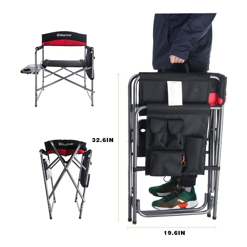 KingCamp Compact Camping Folding Chair with Side Table and Storage Pocket, 6 of 9