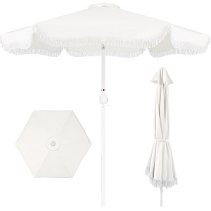 Best Choice 9ft Fringe Market Umbrella – Boho Patio Sunshade w/ Tilt, UPF50+, Steel Pole for Table, Pool, Deck - 1 of 4