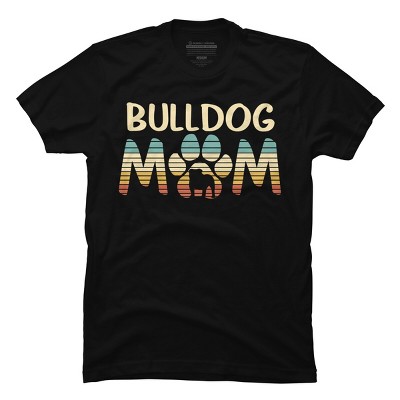 Men's Design By Humans Retro Bulldog Mom Paw Print By clickbong T-Shirt