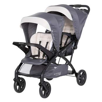 Baby Trend Sit N' Stand Double Stroller 2.0 DLX with 5 Point Safety Harness, Canopy, Extra Basket, 2 Cup Holders & Covered Compartment, Magnolia