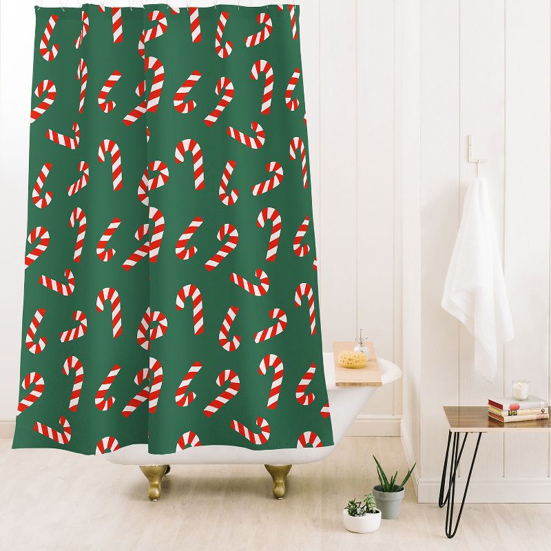 Lathe & Quill Candy Canes Green Shower Curtain - Deny Designs, 2 of 4