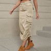 Women Y2k Cargo Long Skirt Low Waist Drawstring Maxi Skirt Ruched Vintage Slit Cargo Skirt with Pockets - 4 of 4
