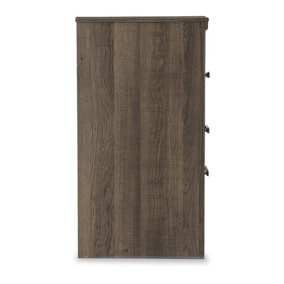Juararo Dark Brown 3-Drawer Transitional Nightstand