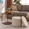 CAVINAS 3-Piece Set Round Storage Ottoman Bench, Multi-Functional Combination Set Table Ottoman, with Drum Stool, Velvet Ottoman with Storage - 2 of 4