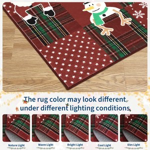 Christmas Runner Rug,Non-Slip Washable - Holiday Decor with Snowman Reindeer Santa - for Hallway Kitchen Entryway Bathroom Bedside,Multiple Sizes - 1 of 4