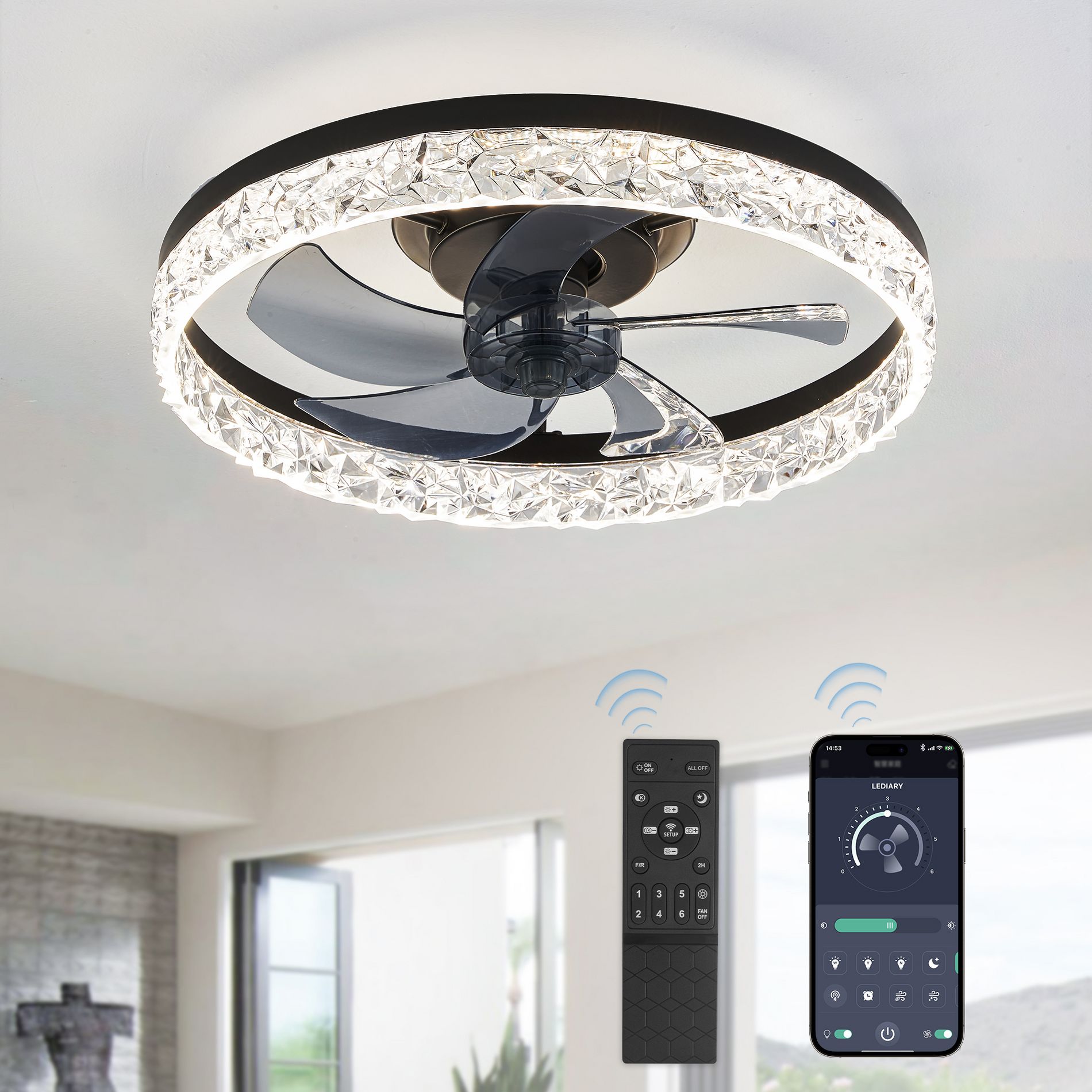Arceso 20" Modern Ceiling Fan with Light and Remote, App Control  for Indoor