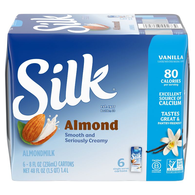 Silk Shelf-Stable Vanilla Almond Milk - 6ct/8 fl oz Boxes, 2 of 10
