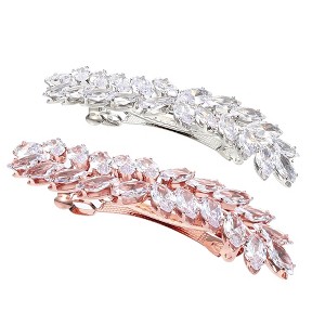 Unique Bargains Women's Leaf French Barrette Hair Clips 2 Pcs - 1 of 4