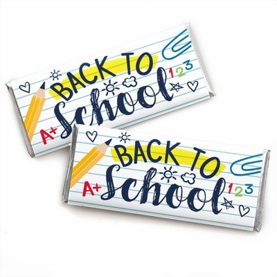 Big Dot of Happiness Back to School - Candy Bar Wrapper First Day of School Classroom Decorations and Favors - Set of 24