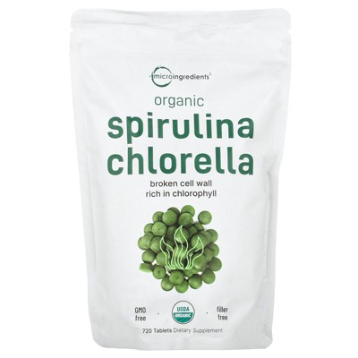 Micro Ingredients Organic Spirulina Chlorella, 720 Tablets