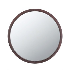 SEVOBAL Bathroom Vanity Mirrors Round Wall Mirror with Sturdy Wooden Frame Long-Lasting Durability Rust-Resistant, Brown, 19.7"*0.8"*19.7" - 1 of 4