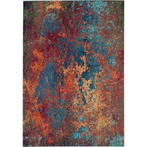 Blue and Orange Abstract Power Loom Area Rug - 1 of 4