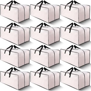 12 Pack Heavy Duty Extra Large Moving Bags with Backpack Straps - Strong Handles & Zippers, Storage Totes For Space Saving, Clear - 1 of 1