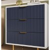 ORRD 3-Drawer Fluted Dresser - Modern Nightstand w/ Deep Storage, Wide Top | White & Navy Blue for Bedroom, Living Room, Kids' Room - 2 of 4