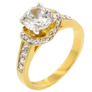 Slickblue Women's Silver / Gold Regal Ring with Clear Cubic Zirconia, Rhodium Finish, Bezel Setting, Size 5-10 - 1 of 4
