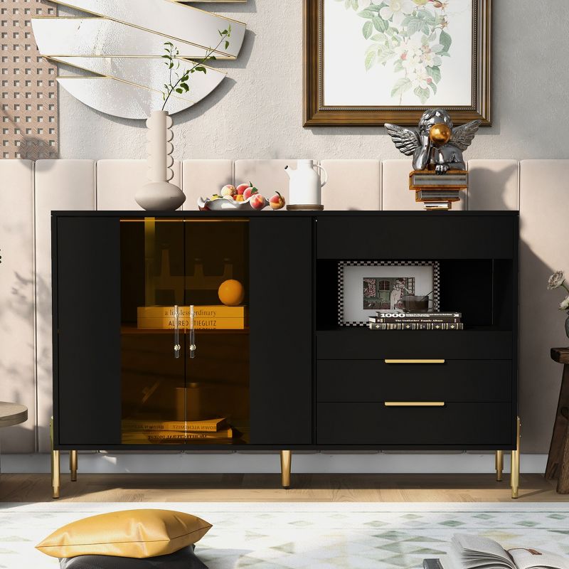 Modern Sideboard, Buffet Storage Cabinet with Acrylic Doors and Adjustable Shelves-ModernLuxe, 2 of 15