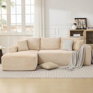 108" L-Shaped Corduroy Sectional Sofa - Plush Modular Couch with Left Chaise, No Assembly Required, Modern Lounge Sofa for Living Room - 1 of 4