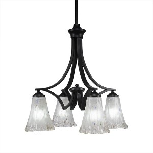Toltec Lighting Zilo 4 - Light Chandelier in  Matte Black with 5.5" Fluted Frosted Crystal Shade - 1 of 1