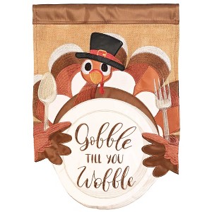 Magnolia Garden Gobble Till You Wobble Turkey 13 x 18 Inch Polyester Garden Flag - 1 of 2