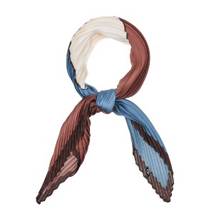 Allegra K Women's Pleated Contrast Color Block Rhombus Neck Scarf Neckerchief Bandana - 1 of 4
