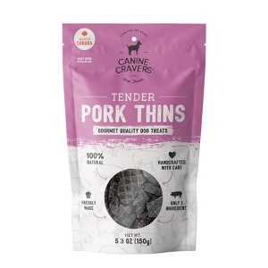 Canine Cravers Single Ingredient Air Dried Dog Treats – Pork Thin Tenders - 5.3 oz Pouch - 1 of 4