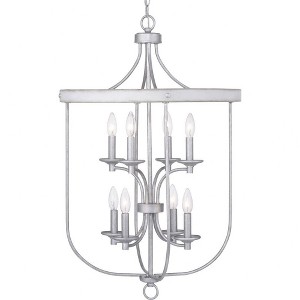 Progress Lighting Gulliver 8-Light Foyer Pendant, Galvanized Finish, Wood Grained Texture Shade - 1 of 4