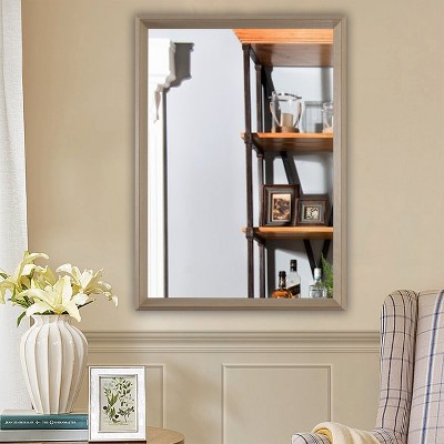Golden Oak Finish Rectangular Wall Mirror with Polystyrene Frame