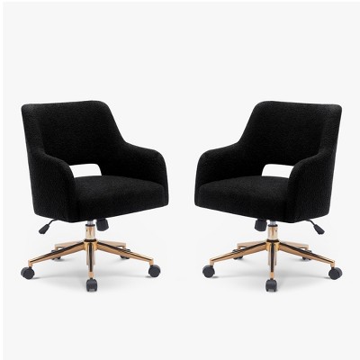WestinTrends Genevieve Mid-Century Modern Swivel Office Chair With Wheels (Set Of 2)