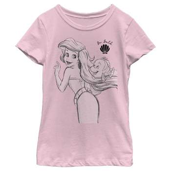 Girl's The Little Mermaid Ariel and Flounder Be Bold T-Shirt