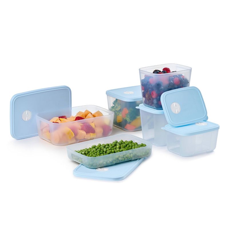 Tupperware 12pc Food Storage Date Store and Freeze Set Light Blue, 2 of 10