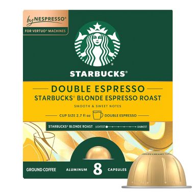 Starbucks by Nespresso Vertuo Line Blonde Espresso Double Shot Light Roast Coffee Pods - 8ct
